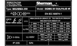 Inverter synergy welder DIGIMIG 351 DUALPULSE 4R