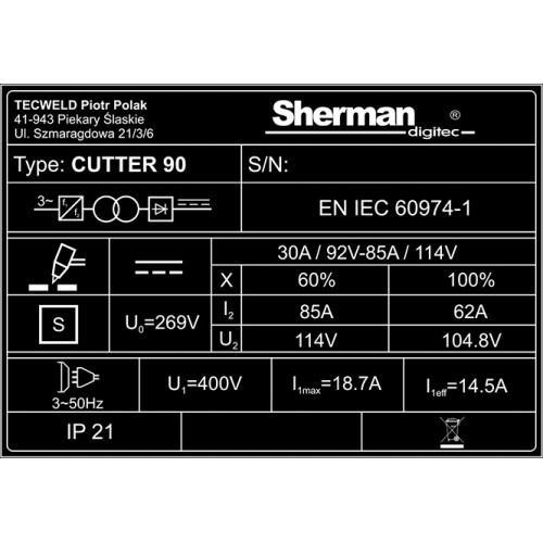 Plazminio pjovimo aparatas CUTTER 110 (iki 40 mm)