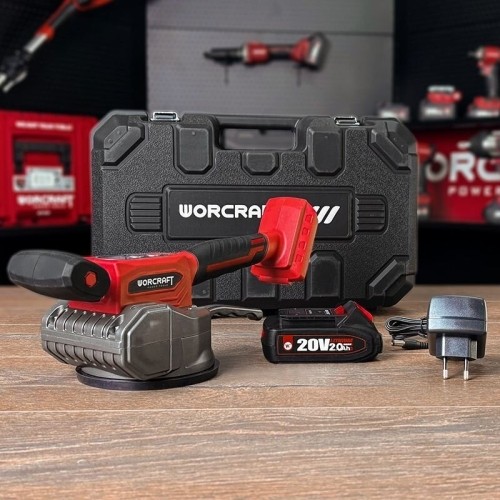 Akumuliatorinis vibracinis įrankis plytelėms su plastikine dėže 20V 2.0Ah