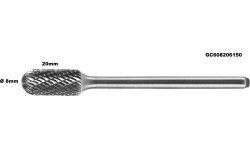 Long carbide rotary burr shape C ball nosed cylinder (WRC) Ø 8mm