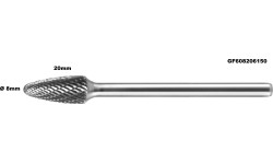 Long carbide rotary burr shape F nosed tree (RBF) Ø 8mm