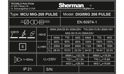 Inverterinis suvirinimo aparatas Sherman DIGIMIG 200 Pulse