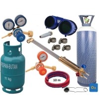 Pjovimo KOMPLEKTAS (degiklis, reduktoriai, balionai deguonies (10l), propano-butano (11kg), 10 m žarnos ir priedai)