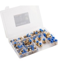 Set of threaded pneumatic quick connectors (4 - 16mm)(1/8"+1/4"+1/2") 72pcs