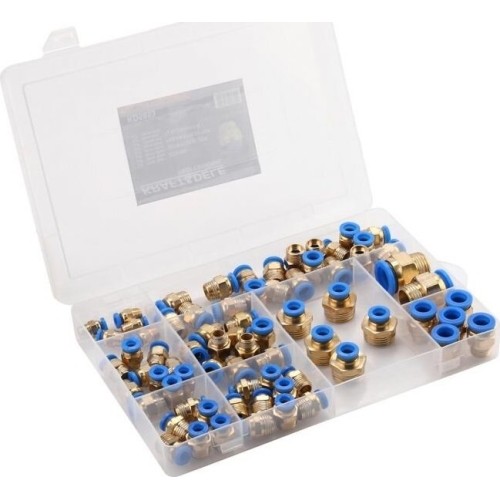 Set of threaded pneumatic quick connectors (4 - 16mm)(1/8"+1/4"+1/2") 72pcs