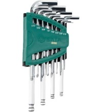 L-tipo šešiakampių vidut., apvalia galvute raktų rink. 12vnt. (1/16"-3/8") (Colinė sistema)