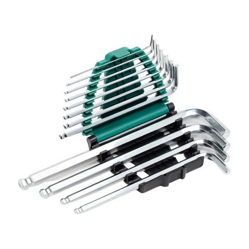 L-type hex key long ball point set 12pcs. (1/16"-3/8") (S.A.E.)