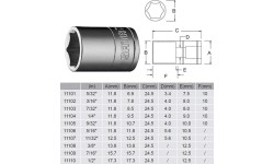 1/4" Dr. 6pt. Socket (S.A.E.) - 1/2"