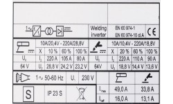 Suvirinimo aparatas FORBY® HD MMA 220 E (pramoninis, tinka generatoriams)