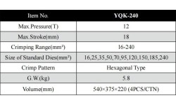 Kraštų užspaudimo įrankis hidraulinis - 12t, 16-240mm²