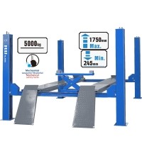 Four post hydraulic lift with secondary lifting mechanism 5t
