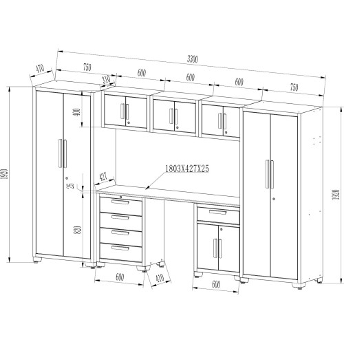 Įrankių spintelių komplektas