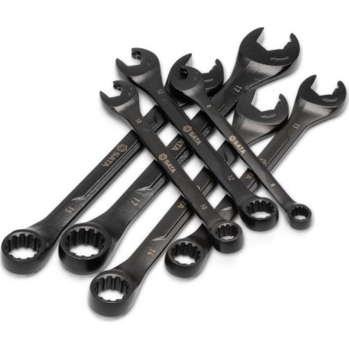 Metric X6 open end ratcheting combination wrench set 7pcs (8-17mm) black