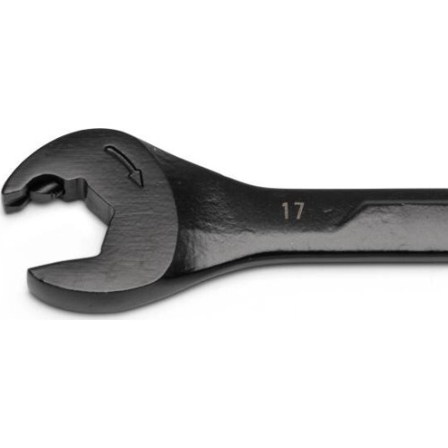 Metric X6 open end ratcheting combination wrench set 7pcs (8-17mm) black