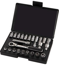 1/4" Dr. Ratchet pass-thru socket set 25pcs (metric & S.A.E)