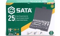 1/4" Dr. Ratchet pass-thru socket set 25pcs (metric & S.A.E)