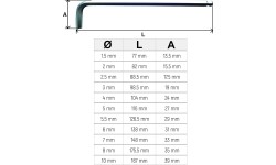 L-type hex key ball point - 3mm