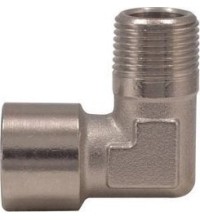 L-type connector F. Internal thread 1/4" x M. External thread 1/4"