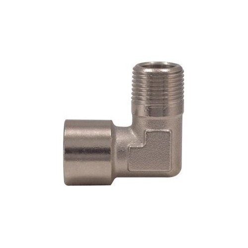 L-type connector F. Internal thread 1/4" x M. External thread 1/4"