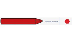 Kreidelė be etiketės, universalios, padangų žymėjimui, Ø12mm, 120mm - Raudona