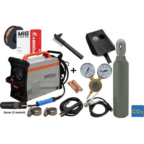 Inverter welding machine 255A MIG / MMA / LIFT TIG SET (machine + gas cylinder CO2 5L + gas reducer + wire + other)
