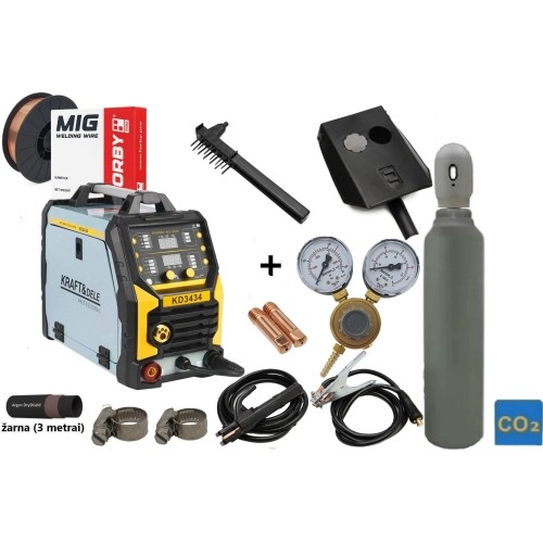 Inverter welding machine MIG Flux MMA TigLift SYNERGY 255A SET  (machine + gas cylinder CO2 5L + gas reducer + wire + other)