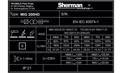 Sinerginis inverterinis suvirinimo aparatas Sherman MIG 200HD