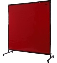 Welding safety curtain with frame, 1.80 x 1.80 m - Red
