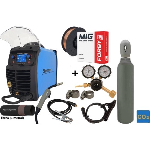 Inverter welder Sherman DIGIMIG 205 LCD SYNERGIC SET  (machine + gas cylinder CO2 8L + gas reducer + wire + other)