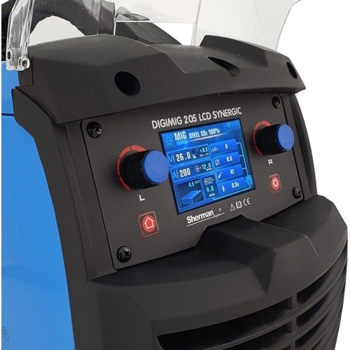 Inverter welder Sherman DIGIMIG 205 LCD SYNERGIC SET  (machine + gas cylinder CO2 8L + gas reducer + wire + other)