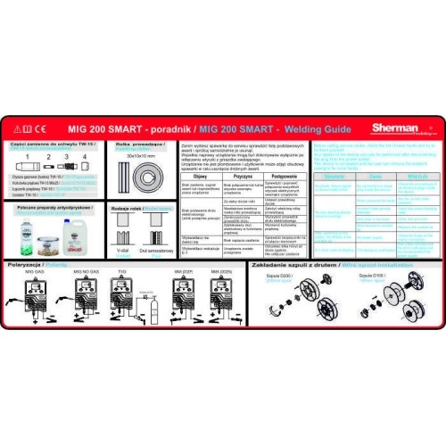 Inverter welder Sherman MIG 200 SMART (machine + gas cylinder CO2 5L + gas reducer + wire + other)