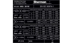 Inverterinis suvirinimo aparatas Sherman MIG 261M/4R