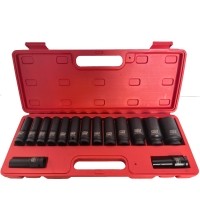 1/2" Dr. Deep impact socket set 15pcs (10-32mm) 12pt