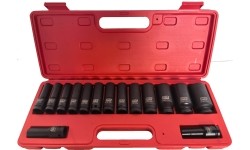 1/2" Prailgintų smūginių galvučių rinkinys 15vnt. (10-32mm) 12-kampės
