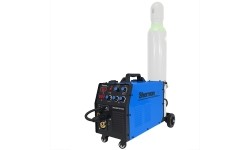 Inverter welder DUALMIG 210 S4 with wheels and cylinder shelf