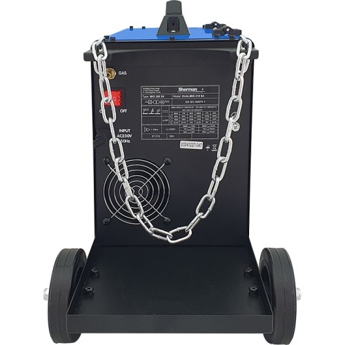 Inverter welder DUALMIG 210 S4 with wheels and cylinder shelf
