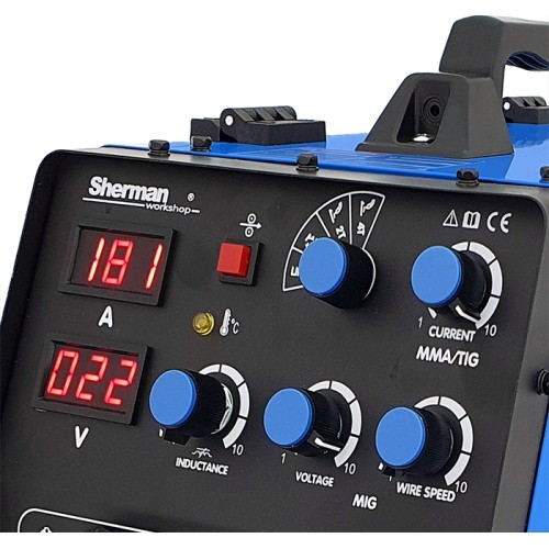 Inverter welder DUALMIG 210 S4 with wheels and cylinder shelf