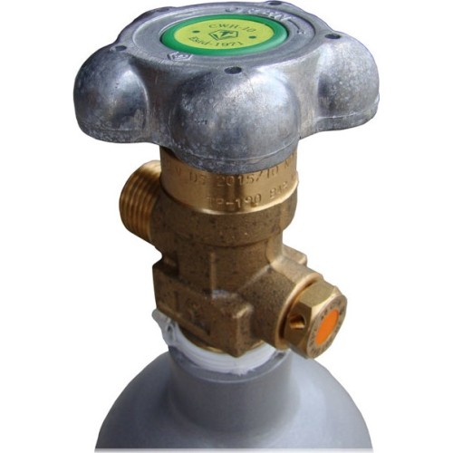 Gas cylinder (filled with CO₂ gas) with a settling tube for filling SodaStream cylinders