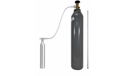 Dujų balionas (užpildytas CO₂ dujom) su nusodinimo vamzdeliu, skirta pildyti SodaStream balionėlius