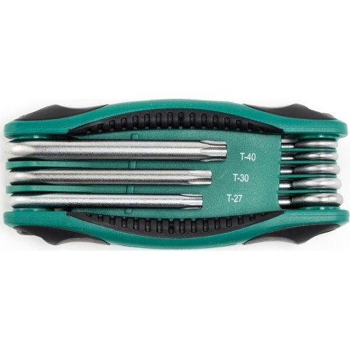 Sulankstomų TORX raktų rinkinys 8vnt. (TT9-T40) su kiauryme
