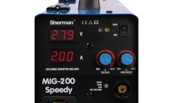 Inverterinis suvirinimo aparatas Sherman MIG 200 Speedy (aparatas + dujų balionas CO2 5L + reduktorius + viela + priedai)