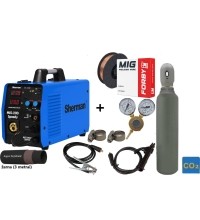 Inverterinis suvirinimo aparatas Sherman MIG 200 Speedy (aparatas + dujų balionas CO2 5L + reduktorius + viela + priedai)
