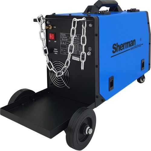 Inverter welder DUALMIG 210 S4 with wheels and cylinder shelf