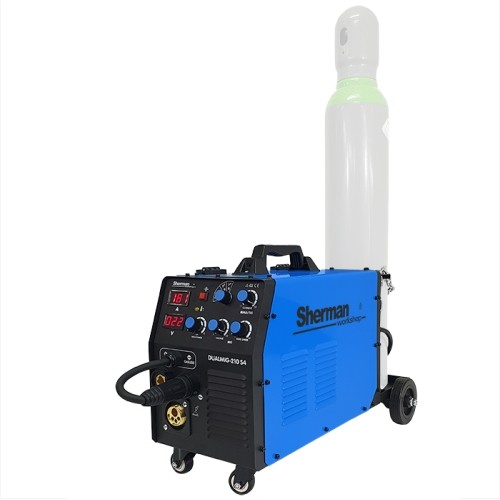 Inverter welder DUALMIG 210 S4 with wheels and cylinder shelf