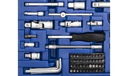 1/4" + 3/8" + 1/2" Galvučių ir raktų rinkinys 218vnt.