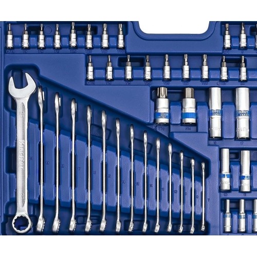 1/4" + 3/8" + 1/2" Galvučių ir raktų rinkinys 218vnt.