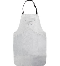 Welding apron, white, leather
