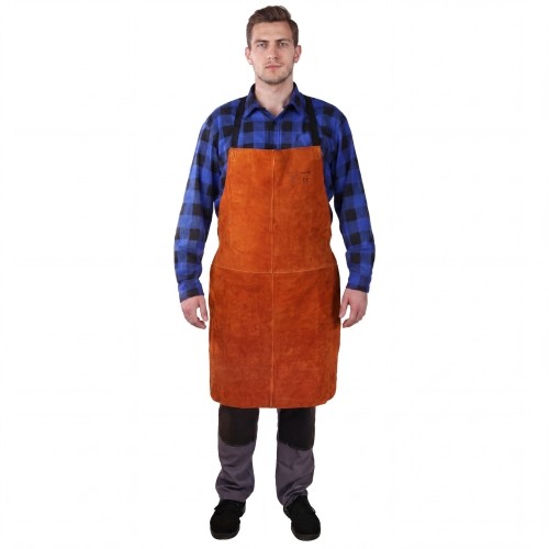 Welding apron, leather, orange