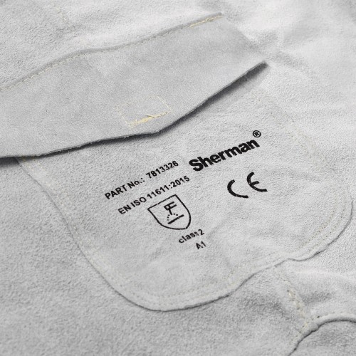 Welding apron, white, leather