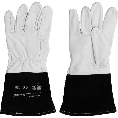TIG welding gloves, leather, black-white